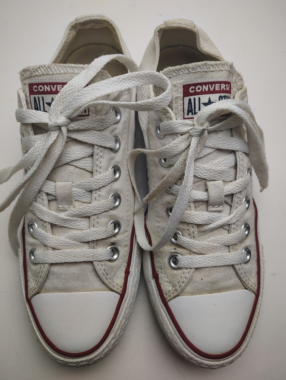 Converse Chuck Taylor Allstar Low Top White Canvas Lace-Up Sneakers Size 7 - Picture 2 of 10